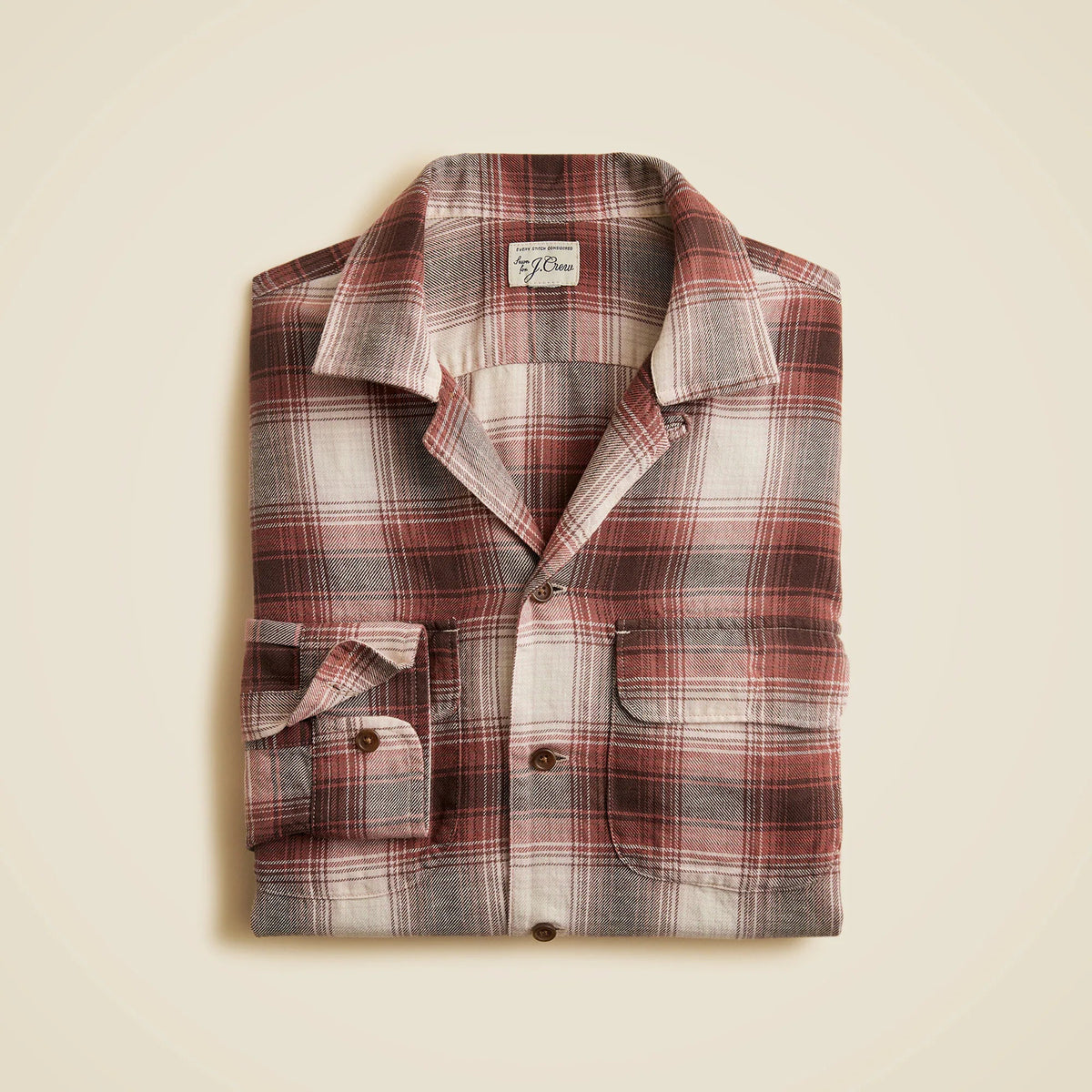 Cotton-hemp blend twill camp-collar shirt