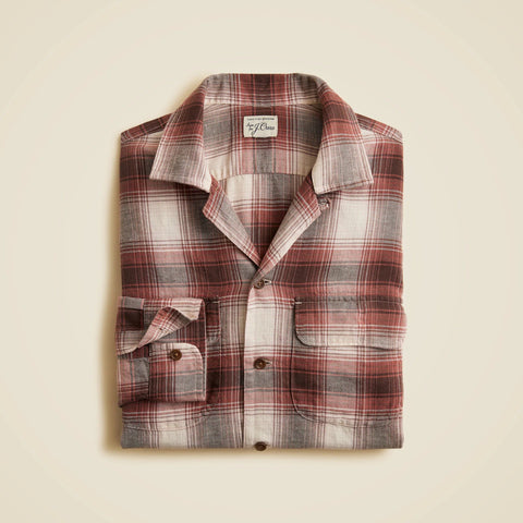 Cotton-hemp blend twill camp-collar shirt