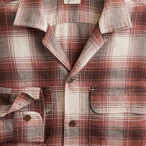 Cotton-hemp blend twill camp-collar shirt