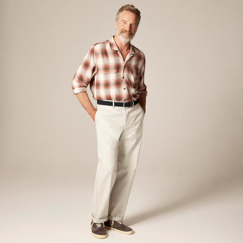 Cotton-hemp blend twill camp-collar shirt