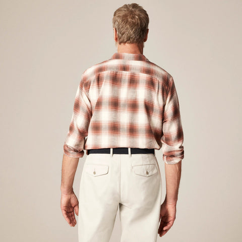 Cotton-hemp blend twill camp-collar shirt