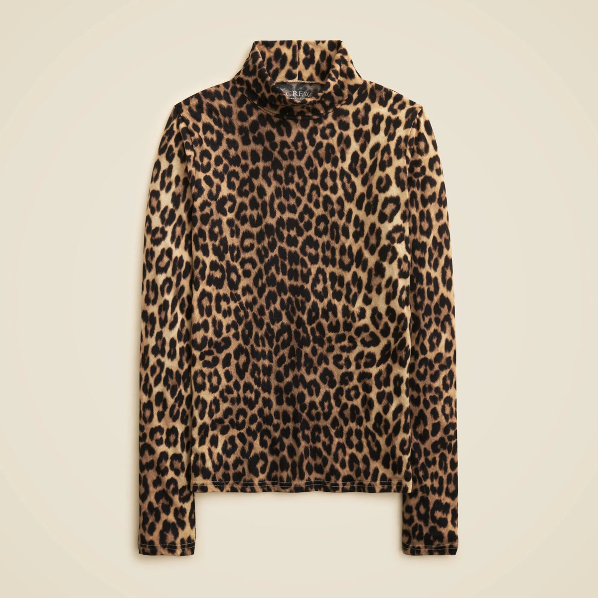 New feather jersey turtleneck in leopard print