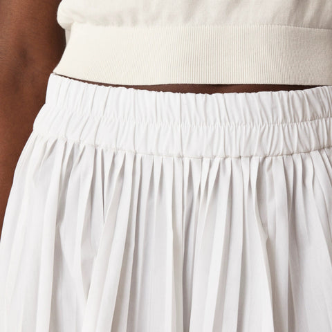 Smocked-waist pleated skirt