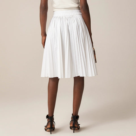 Smocked-waist pleated skirt