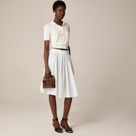 Smocked-waist pleated skirt