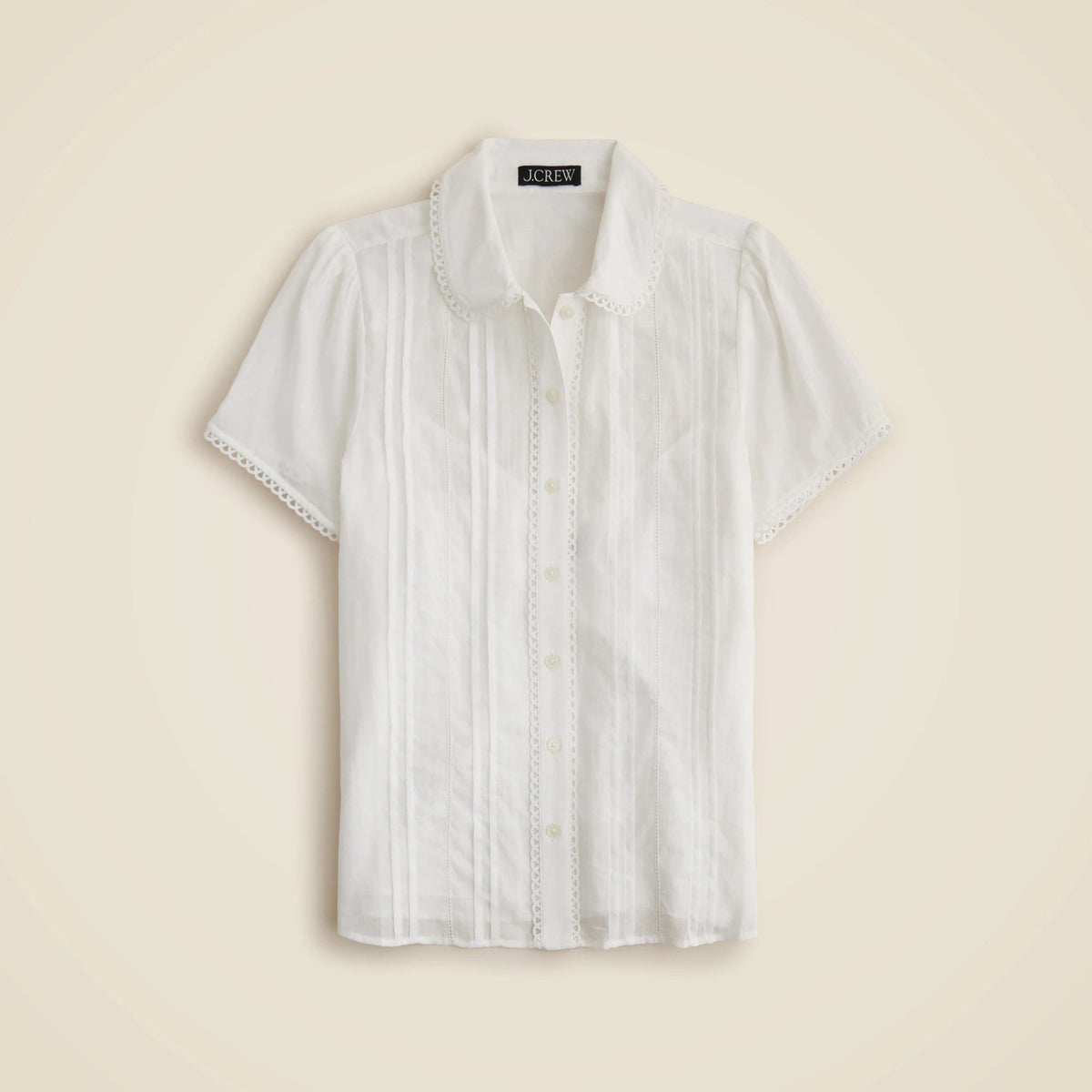 Button-up short-sleeve shirt in cotton voile