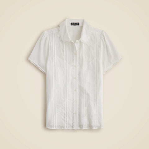 Button-up short-sleeve shirt in cotton voile