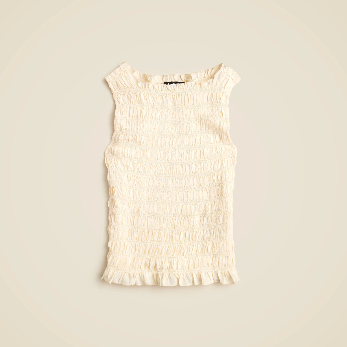 Smocked shell tank top in crepe de chine