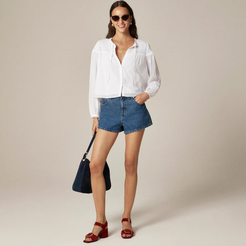 Popover top in cotton voile