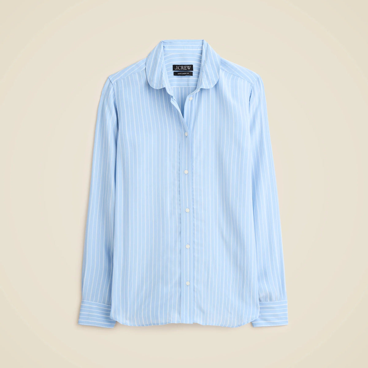 Jules club-collar shirt in striped crepe de chine