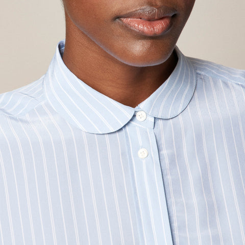 Jules club-collar shirt in striped crepe de chine