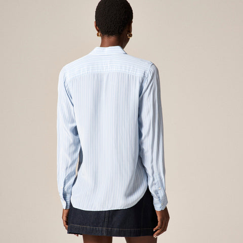 Jules club-collar shirt in striped crepe de chine