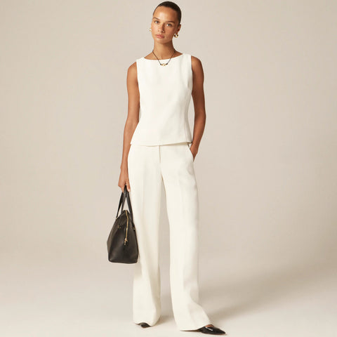 Seamed shell top in bouclé