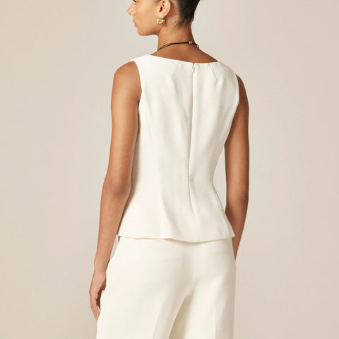 Seamed shell top in bouclé