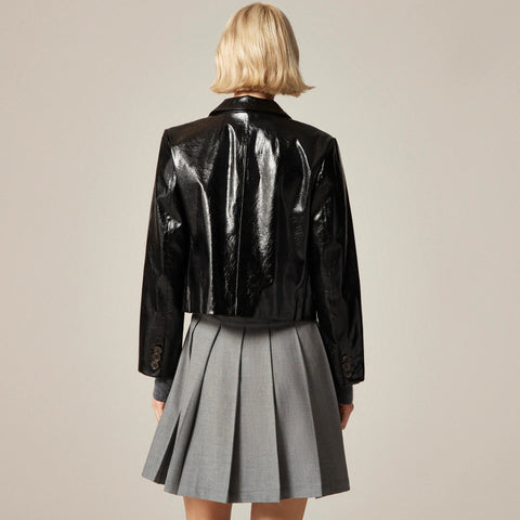 Shirt-jacket in faux distressed leather