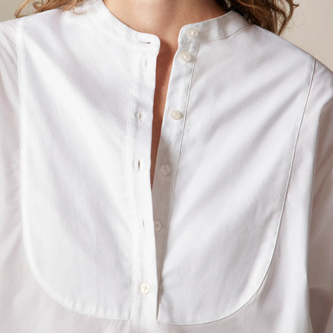 Tuxedo popover shirt in cotton poplin