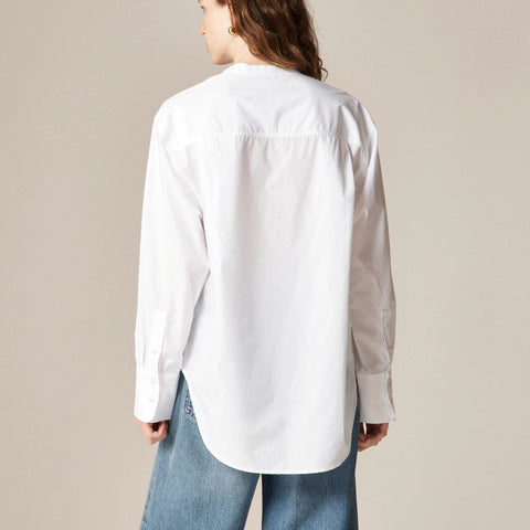 Tuxedo popover shirt in cotton poplin