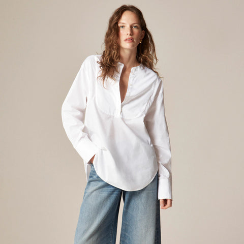 Tuxedo popover shirt in cotton poplin