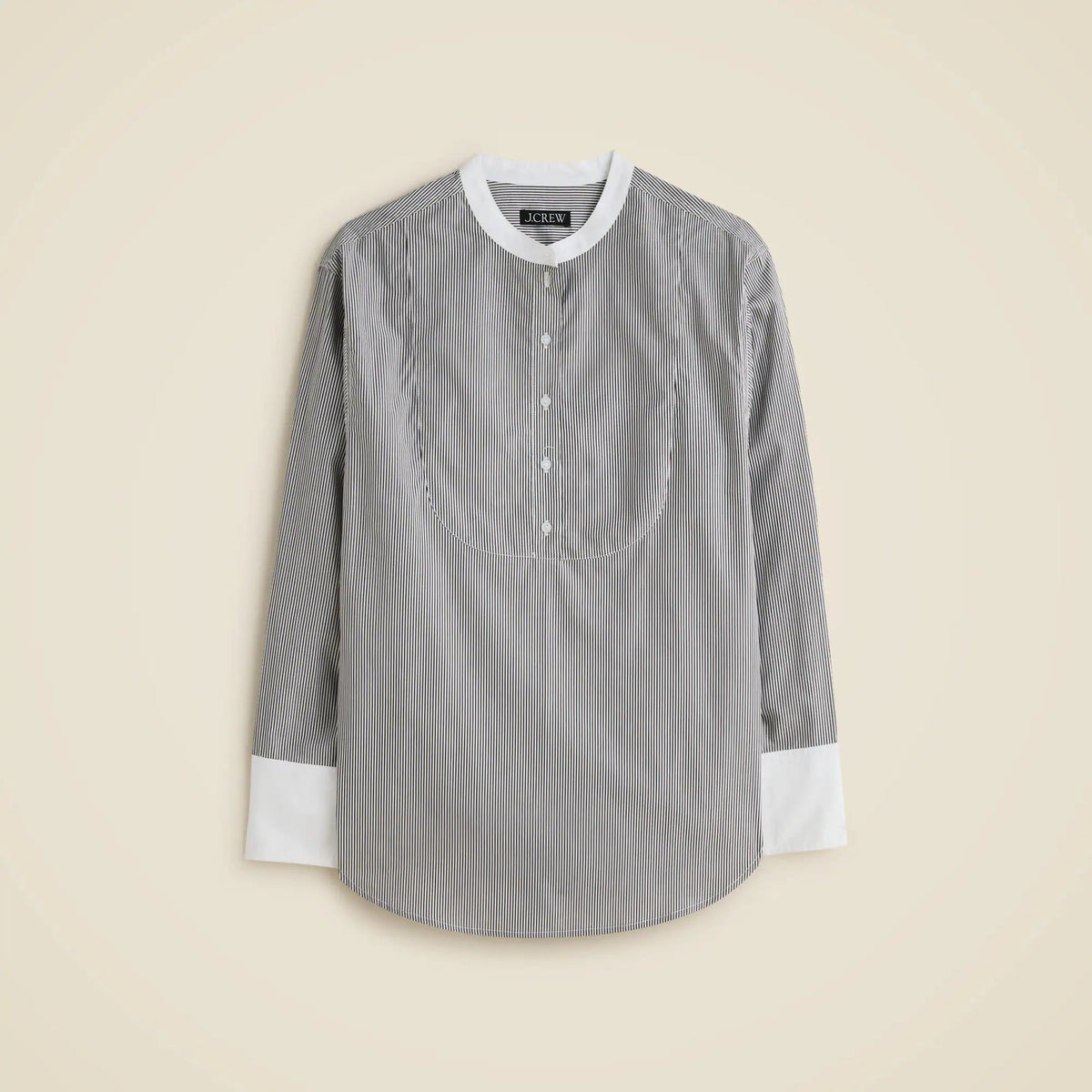 Tuxedo popover shirt in striped cotton poplin