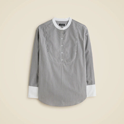 Tuxedo popover shirt in striped cotton poplin