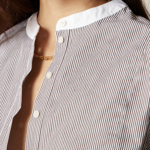 Tuxedo popover shirt in striped cotton poplin