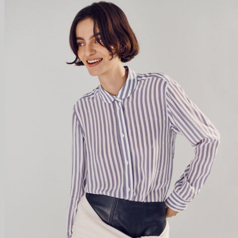 Jules classic-fit shirt in striped crepe de chine
