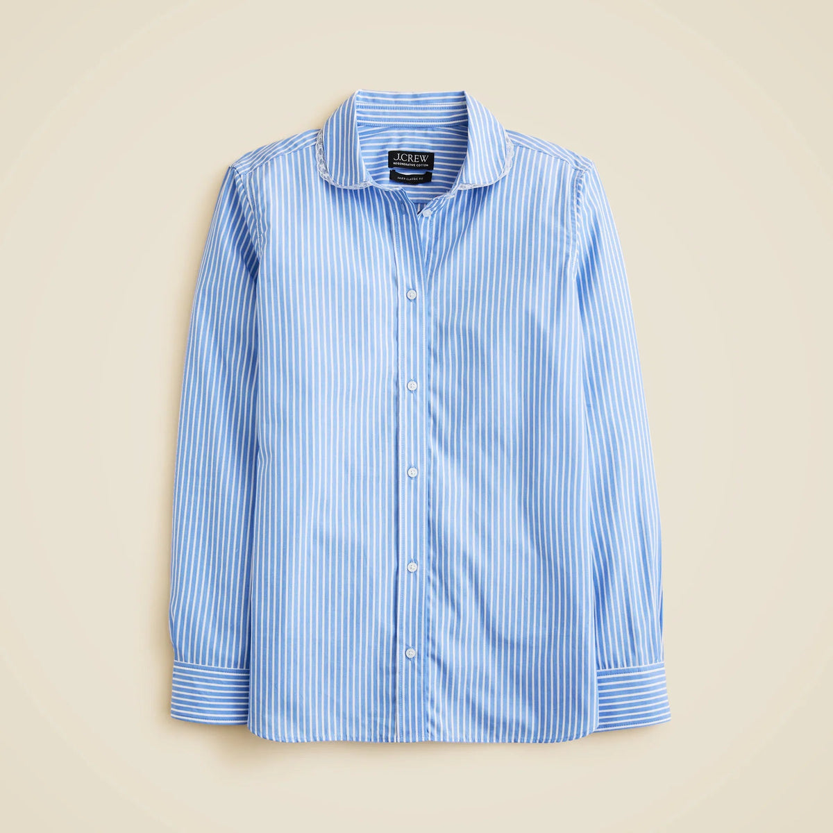 Jules club-collar shirt in striped cotton poplin