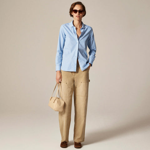 Jules club-collar shirt in striped cotton poplin