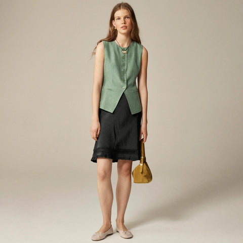 Essential cutaway vest top in textured satin