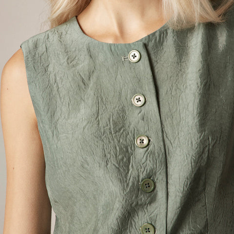Essential cutaway vest top in textured satin
