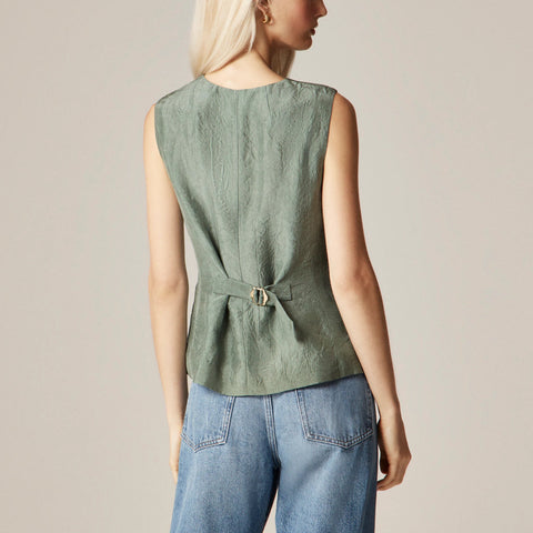 Essential cutaway vest top in textured satin