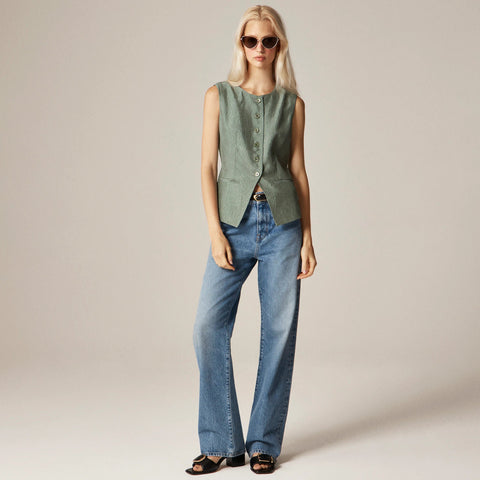 Essential cutaway vest top in textured satin