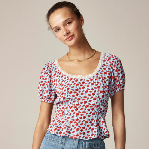 Rouje X J.Crew Poet top in carnation print