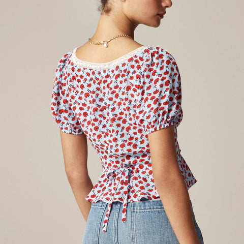 Rouje X J.Crew Poet top in carnation print