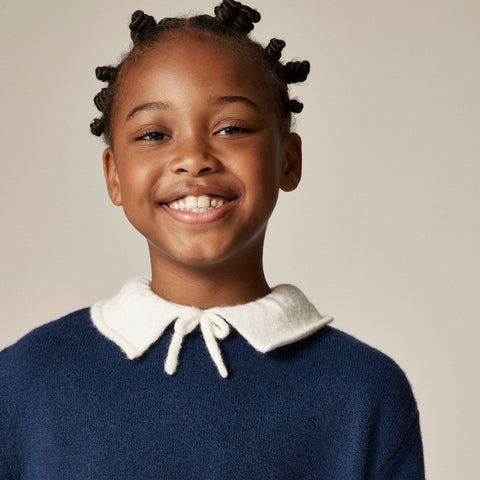 Girls' collared contrast sweater in Supersoft yarn