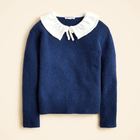 Girls' collared contrast sweater in Supersoft yarn