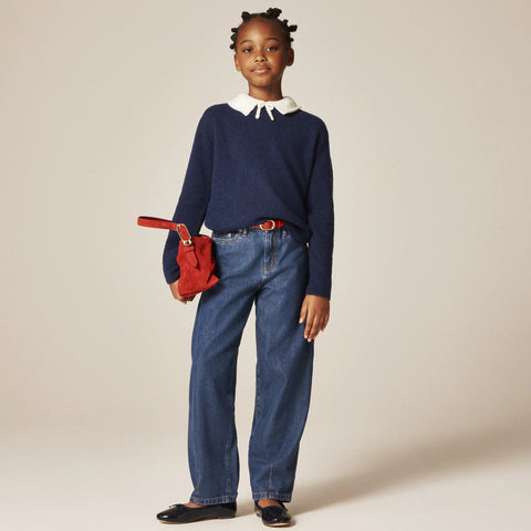 Girls' collared contrast sweater in Supersoft yarn