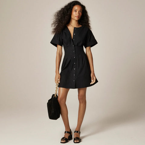 Wren mini shirt-dress in cotton-blend poplin