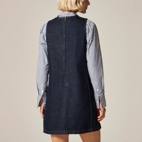 Patch-pocket shift dress in denim
