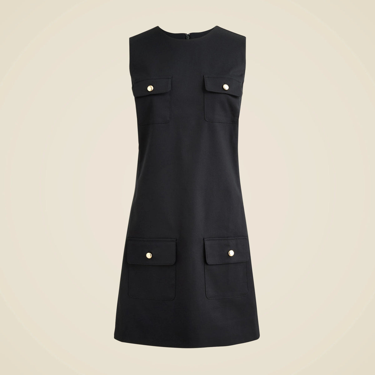 Patch-pocket shift dress in stretch chino