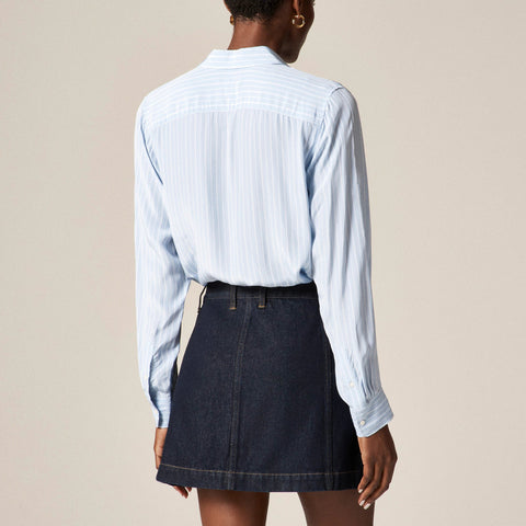 Patch-pocket denim mini skirt in Rinse wash