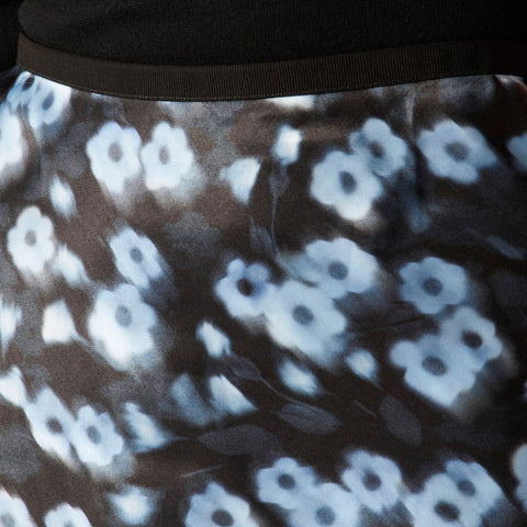 Gwen knee-length slip skirt in blurry floral luster charmeuse