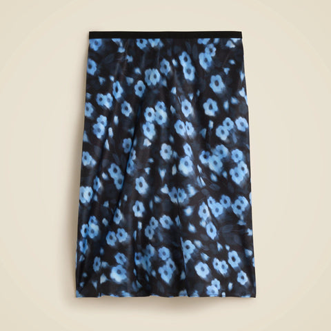 Gwen knee-length slip skirt in blurry floral luster charmeuse