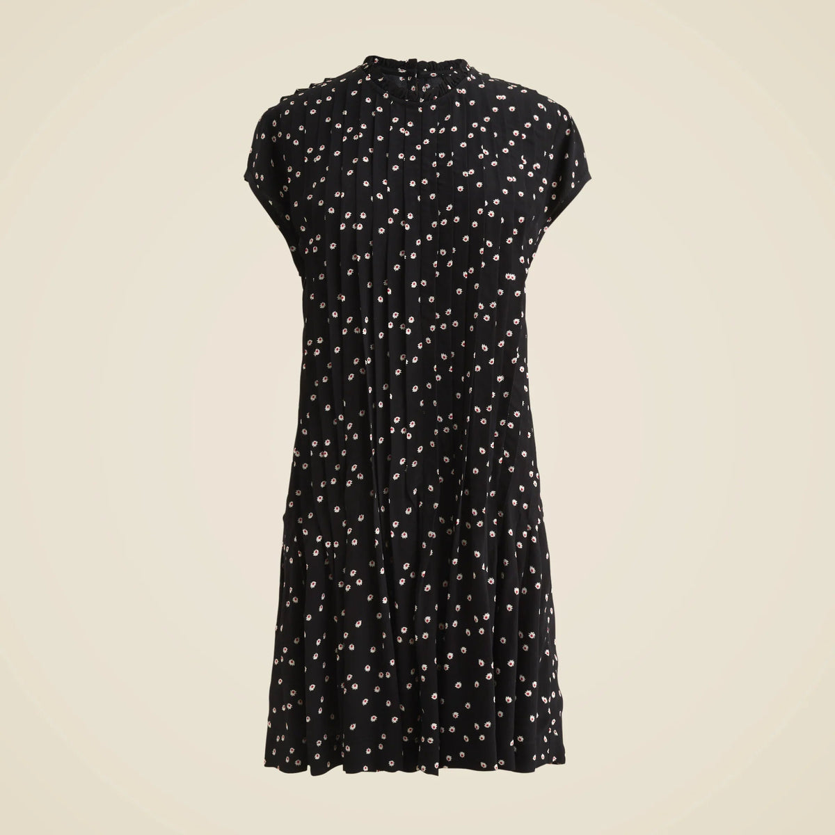 Pintuck shift dress in midnight floral print