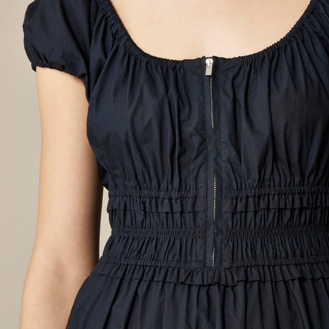 Tiered midi dress in cotton poplin