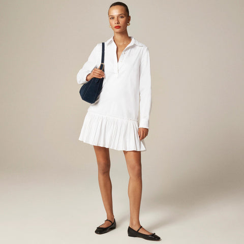 Amelia long-sleeve shirt-dress in cotton poplin