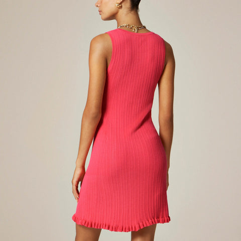 Ruffle-trim sweater-dress in premium ultra-fine cotton