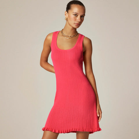 Ruffle-trim sweater-dress in premium ultra-fine cotton