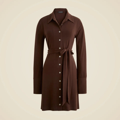 Mini shirt-dress in matte jersey