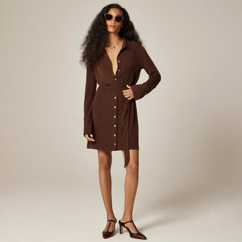Mini shirt-dress in matte jersey